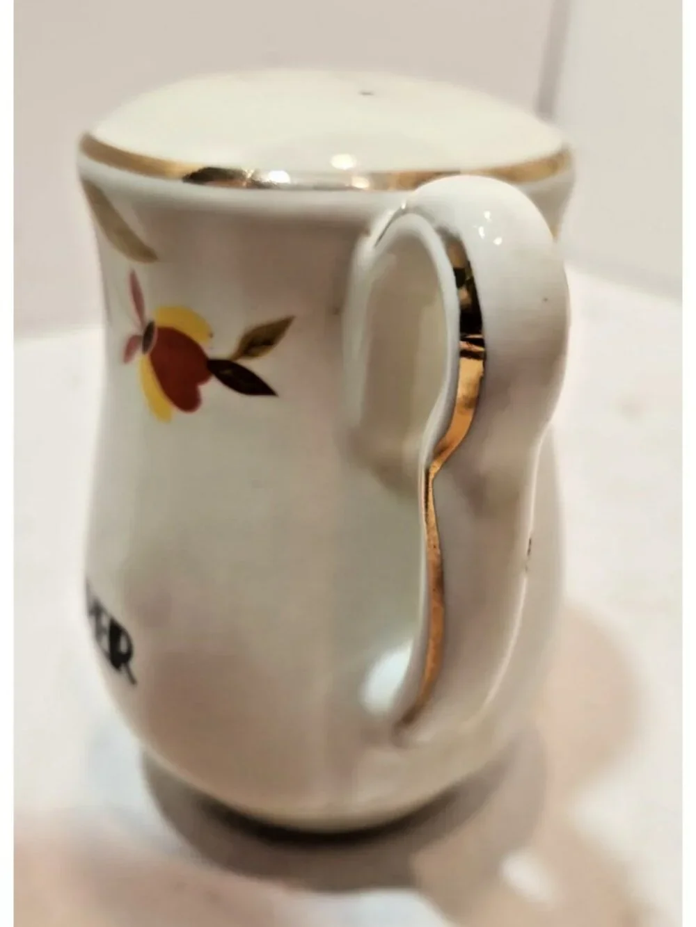 Vtg Hall Autumn Leaf Left Right Handled Salt & Pepper Range Set Mary Dunbar